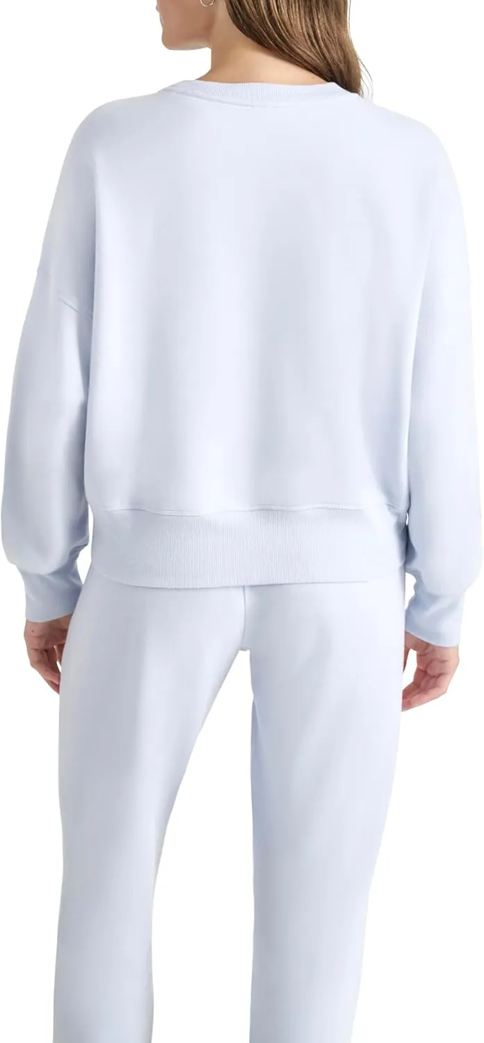 DKNY womens Varsity Embroidered Logo Crewneck Sweatshirt