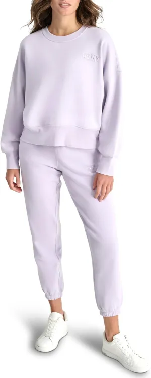 DKNY womens Varsity Embroidered Logo Crewneck Sweatshirt