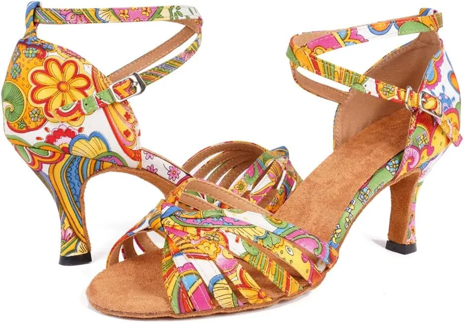 DKZSYIM Women's Professional Latin Dance Shoes Ballroom Wedding Performance Shoes,Model L354