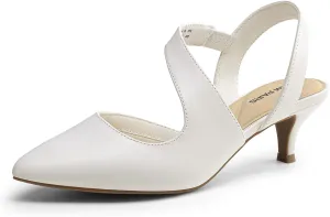 DREAM PAIRS Kitten Heels for Women Closed Toe Pointed Toe Low Heel Strappy Pumps Party Dance Wedding Dress Shoes for Women