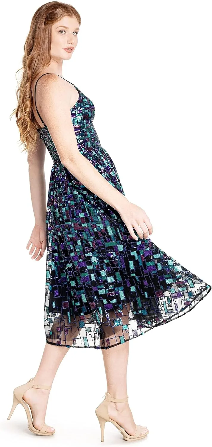 Dress the Population Women's Maren Fit and Flare Midi Dress