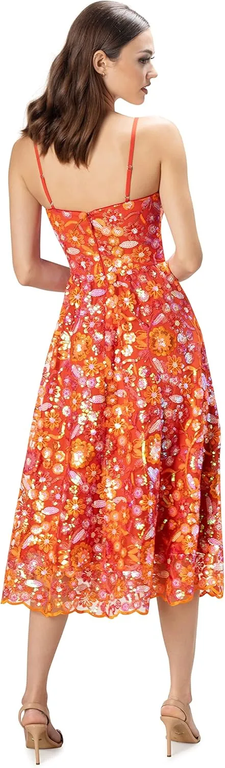 Dress the Population Women's Maren Fit and Flare Midi Dress