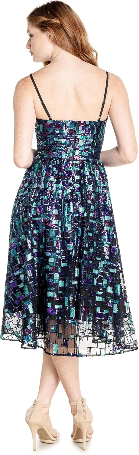 Dress the Population Women's Maren Fit and Flare Midi Dress