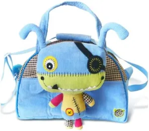 Eco Snoopers Child-Sized Duffel Bag with Removable Monster Toy, Blue Color