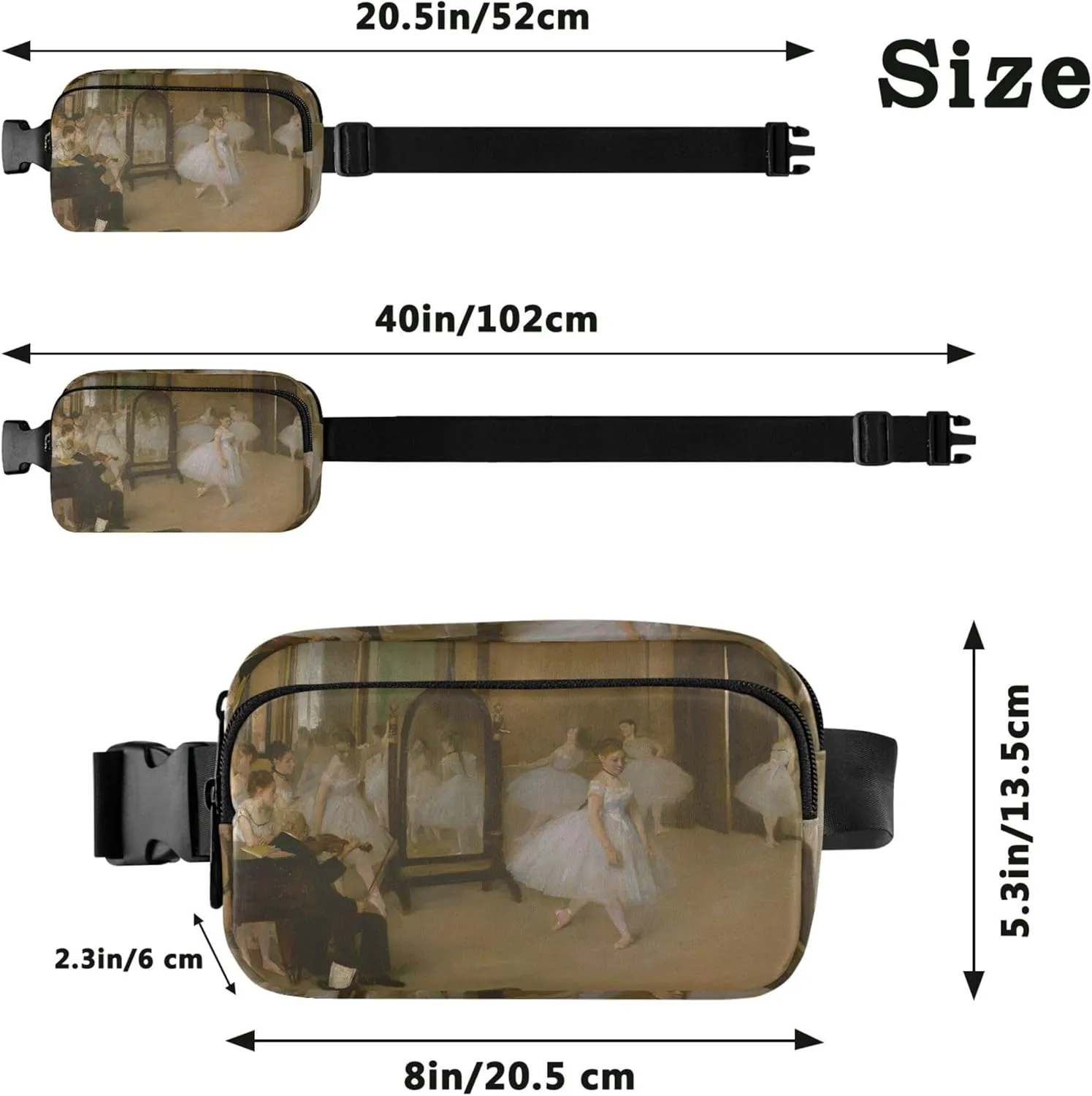Edgar Degas Prints Dancers Womens Fanny Pack Funky Belt Bag Hip Pack Waterproof Cross Body Waist Pack