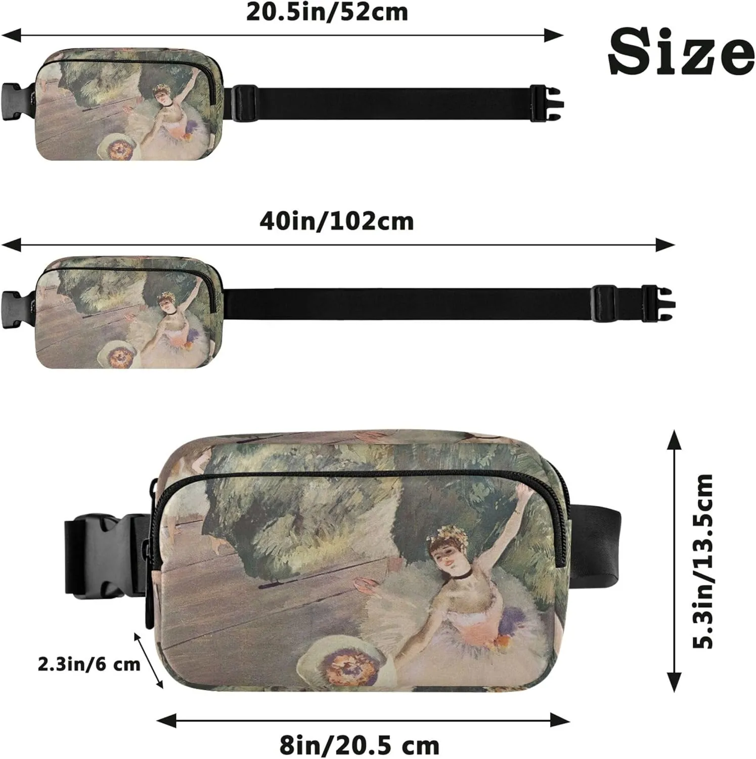 Edgar Degas Prints Rehearsal Onstage Waterproof Fanny Packs for Women Hip Pouch Belt Bag Hiking Crossbody Waist Purse
