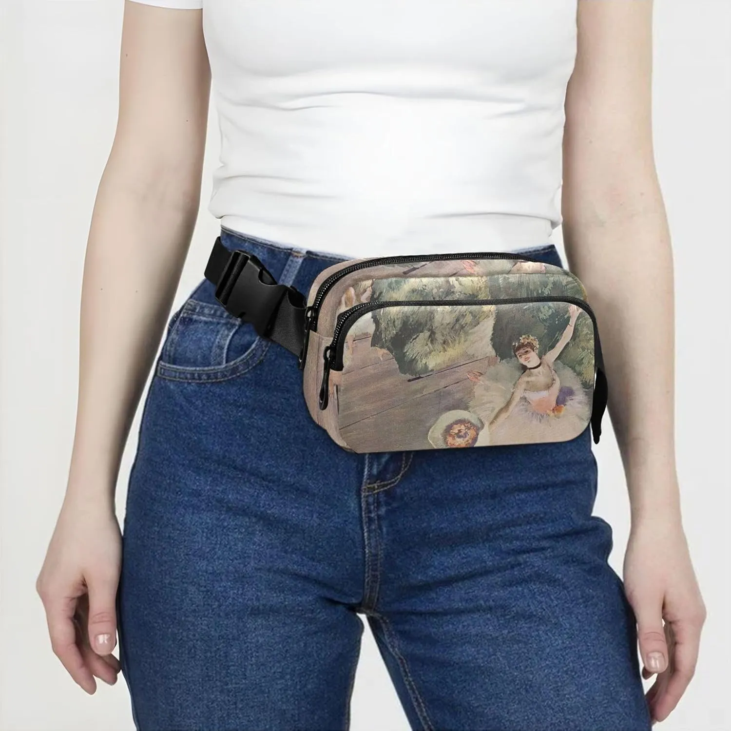 Edgar Degas Prints Rehearsal Onstage Waterproof Fanny Packs for Women Hip Pouch Belt Bag Hiking Crossbody Waist Purse
