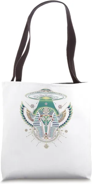 Egypt UFO Alien Headdress Crown Halo Graphic Tote Bag