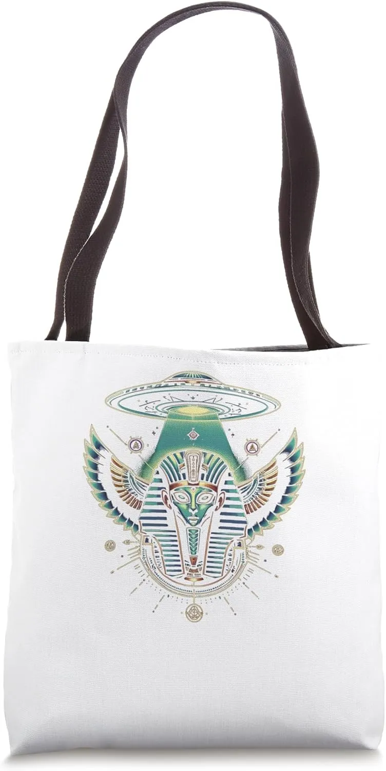 Egypt UFO Alien Headdress Crown Halo Graphic Tote Bag
