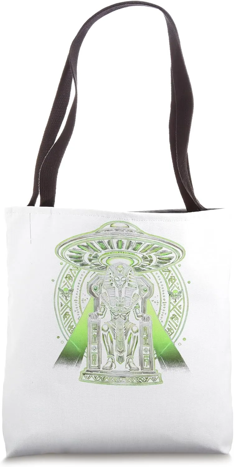 Egypt UFO Alien Pharaoh Throne Glow Graphic Tote Bag
