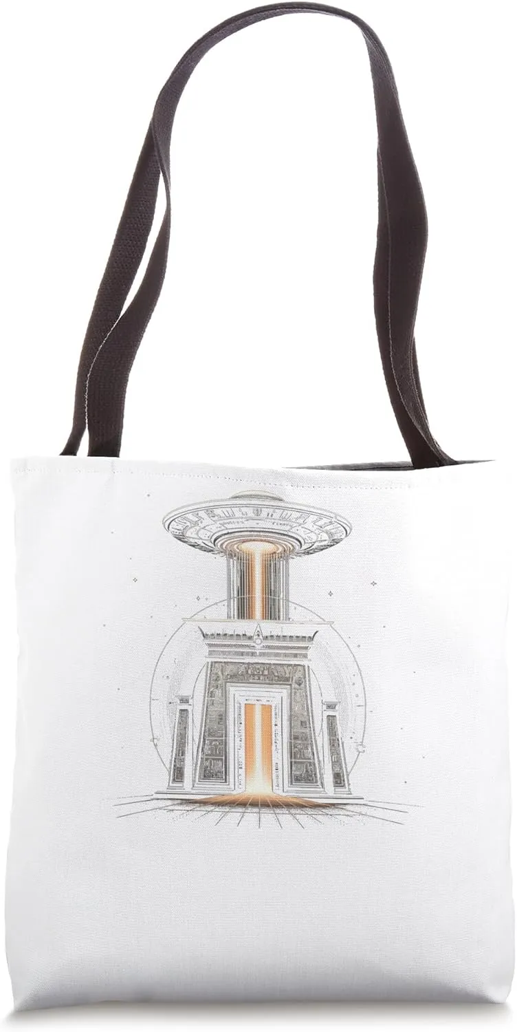Egypt UFO Alien Temple Gate Beam Graphic Tote Bag