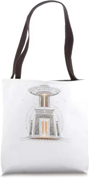Egypt UFO Alien Temple Gate Beam Graphic Tote Bag
