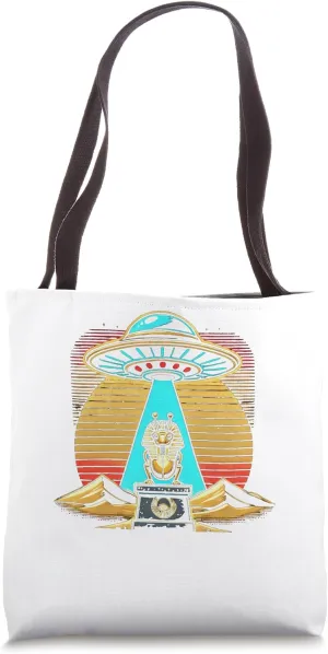 Egypt UFO Beam On Scarab Beetle Pedestal Graphic Tote Bag