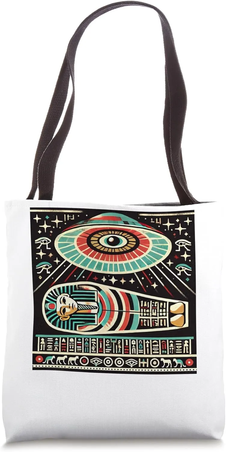 Egypt UFO Coffin Design With Ancient Stars Glow Tote Bag