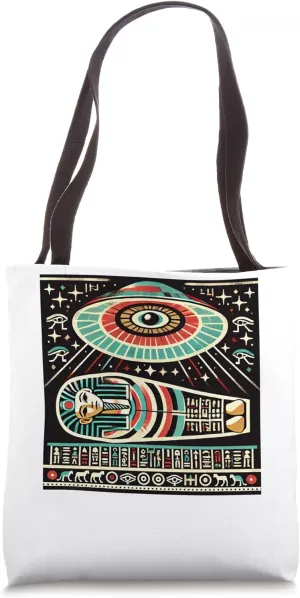 Egypt UFO Coffin Design With Ancient Stars Glow Tote Bag