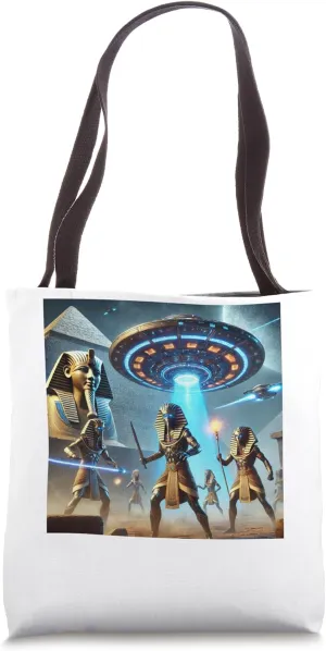 Egypt UFO Combat With Armored Warriors And Lasers Tote Bag