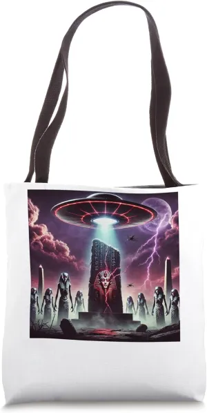 Egypt UFO Crash Scene In Dusty Cinematic Atmosphere Tote Bag