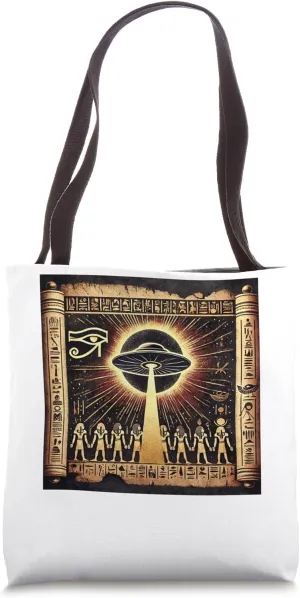 Egypt UFO Eclipse Scroll With Beams And Gods Tote Bag