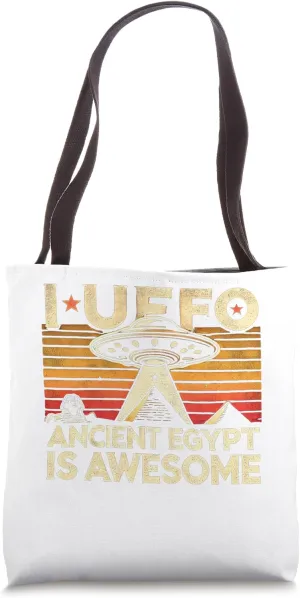 Egypt UFO Flashing Lights Above Ruins Graphic Tote Bag