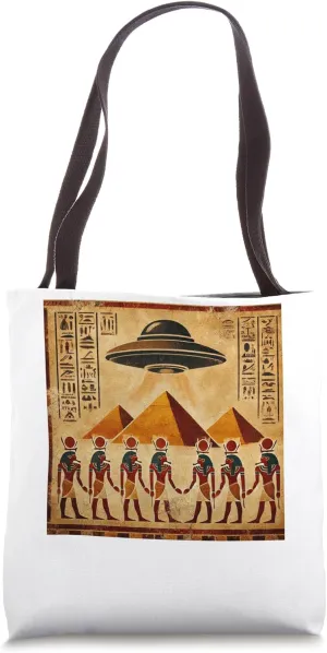 Egypt UFO Fresco Wall With Ancient Painted Style Tote Bag