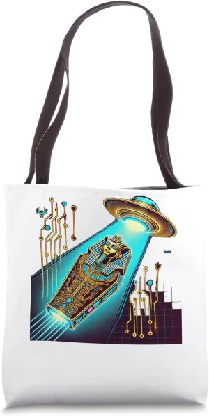 Egypt UFO Glowing Sarcophagus In Blue Light Tote Bag