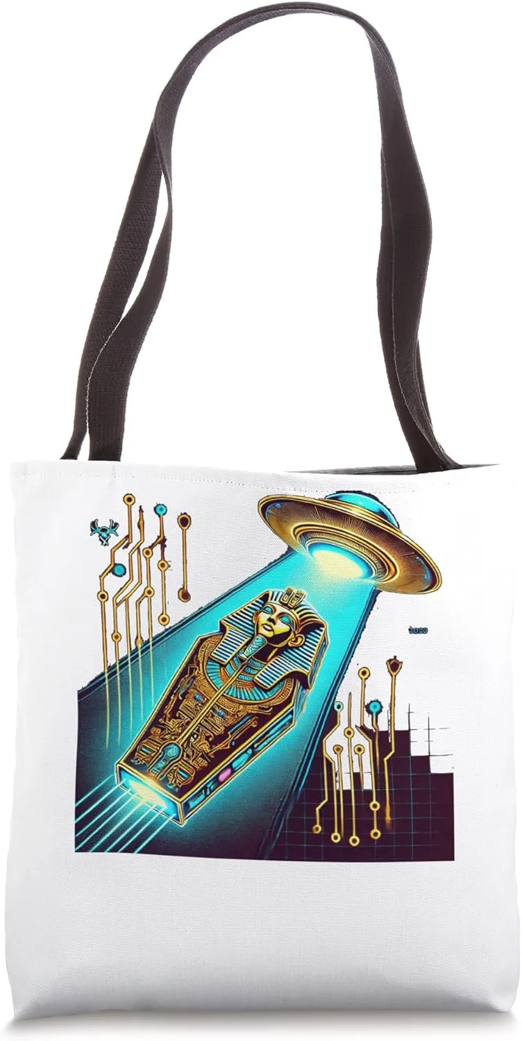 Egypt UFO Glowing Sarcophagus In Blue Light Tote Bag