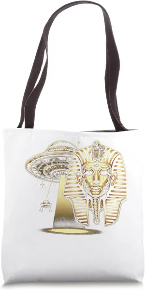 Egypt UFO Golden Mask Cyber Beam Graphic Tote Bag