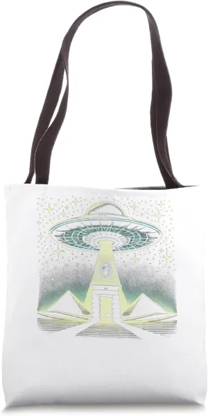 Egypt UFO Landing Stargate Pyramids Night Graphic Tote Bag