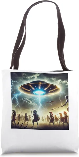 Egypt UFO Lightning Battle With Pharaoh Army Tote Bag