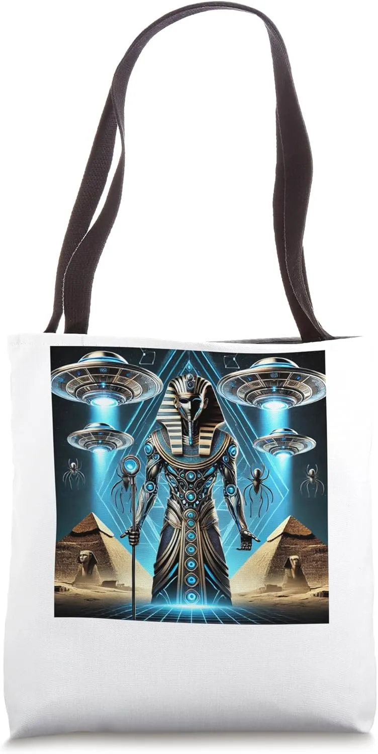 Egypt UFO Osiris Robotic God With Staff Tote Bag