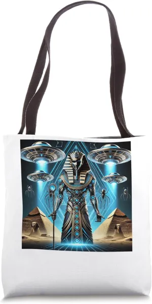 Egypt UFO Osiris Robotic God With Staff Tote Bag