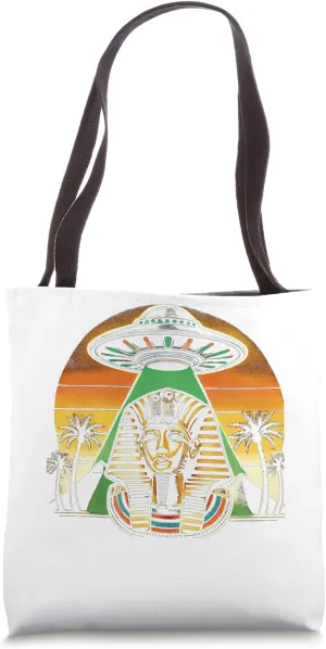 Egypt UFO Pharaoh Mask With Emerald Beam Graphic Tote Bag
