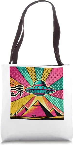 Egypt UFO Pop Art Comic Style With Eye Of Horus Tote Bag