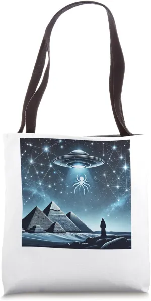 Egypt UFO Star Constellation Pyramid Night Sky Tote Bag