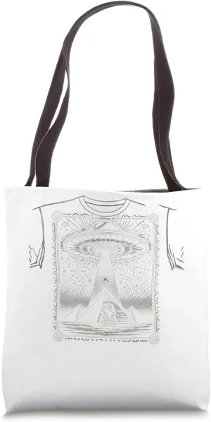 Egypt UFO Stargate Night Light Beam Vintage Graphic Tote Bag