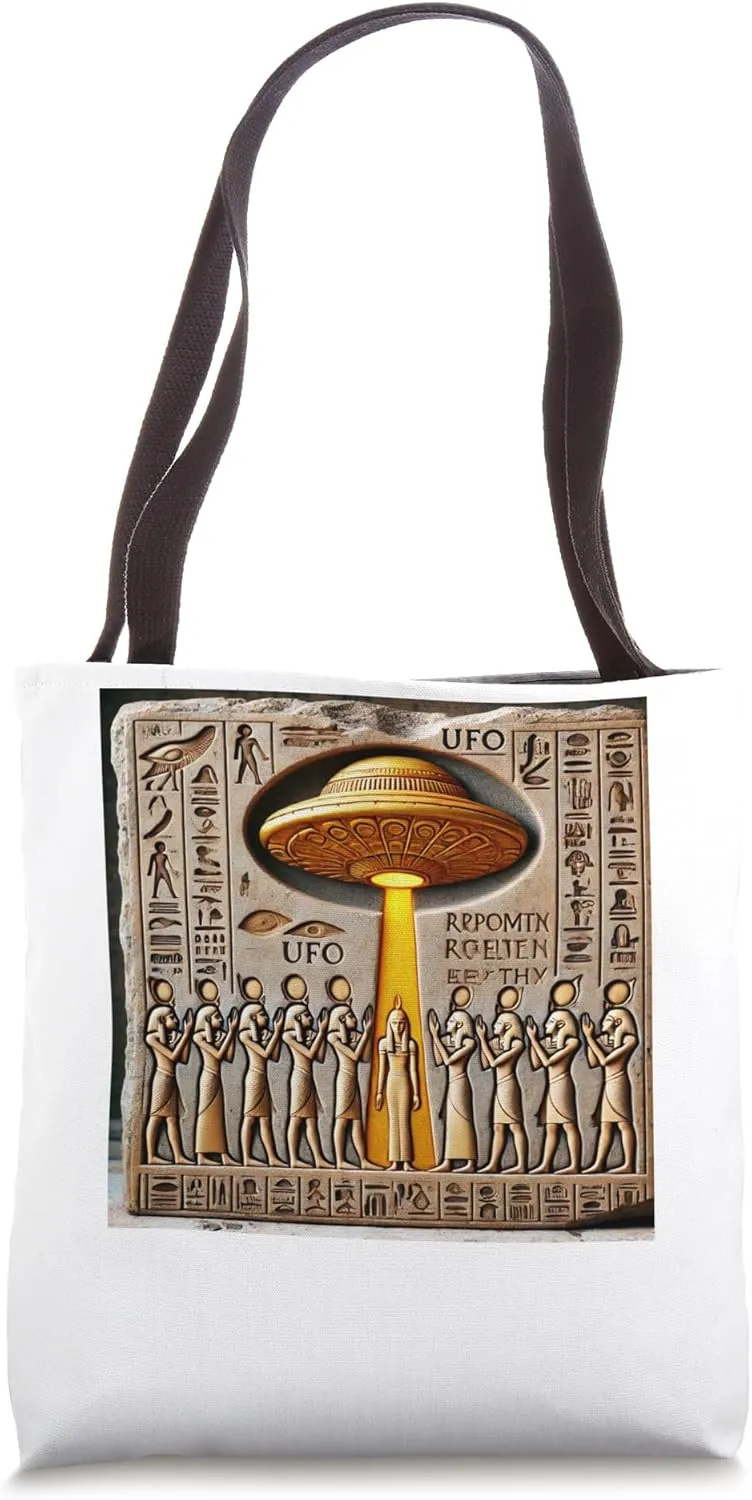 Egypt UFO Stele With Priests And Glowing Disk Tote Bag