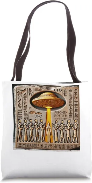 Egypt UFO Stele With Priests And Glowing Disk Tote Bag