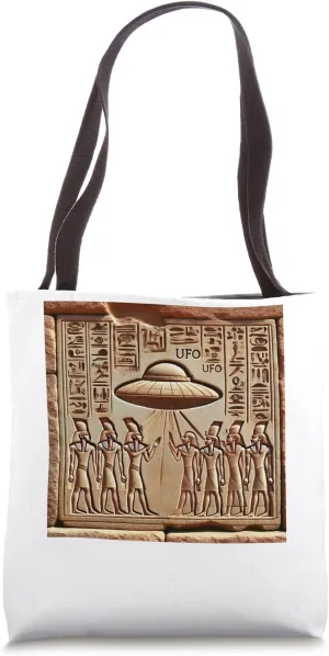 Egypt UFO Stone Carving With Gods And Symbols Tote Bag