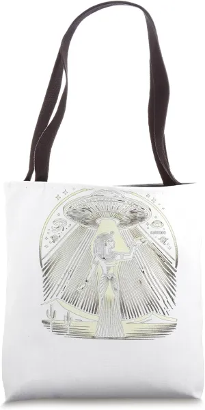 Egypt UFO Stylized Woman With Glowing Gift Graphic Tote Bag