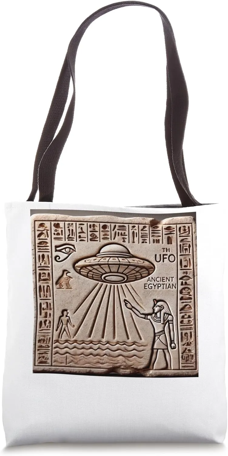 Egypt UFO Tablet Carved Over Nile River View Tote Bag