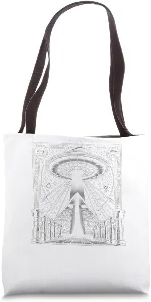Egypt UFO Tablet With Glyphs And Light Beam Graphic Tote Bag