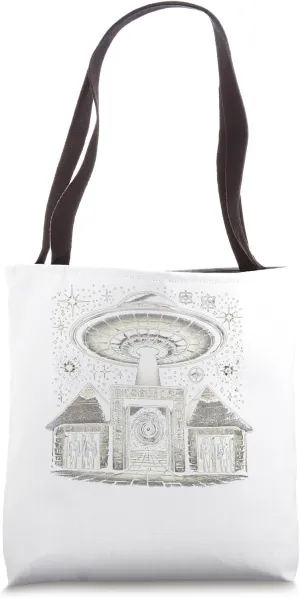 Egypt UFO Zodiac Ceiling Dendera Style Graphic Tote Bag