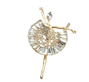 Elegant Ballet Brooch - Golden