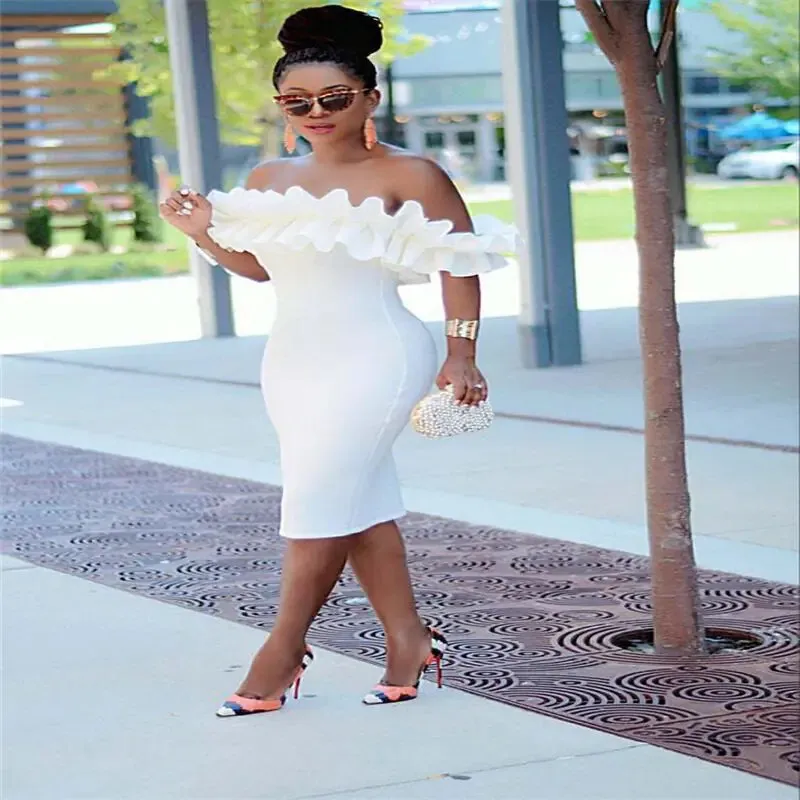 Elegant White Bodycon Evening Dress – Chic Formal Party Wear