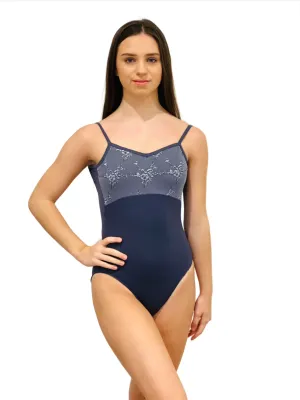 Embroidered Camisole Leotard - Navy