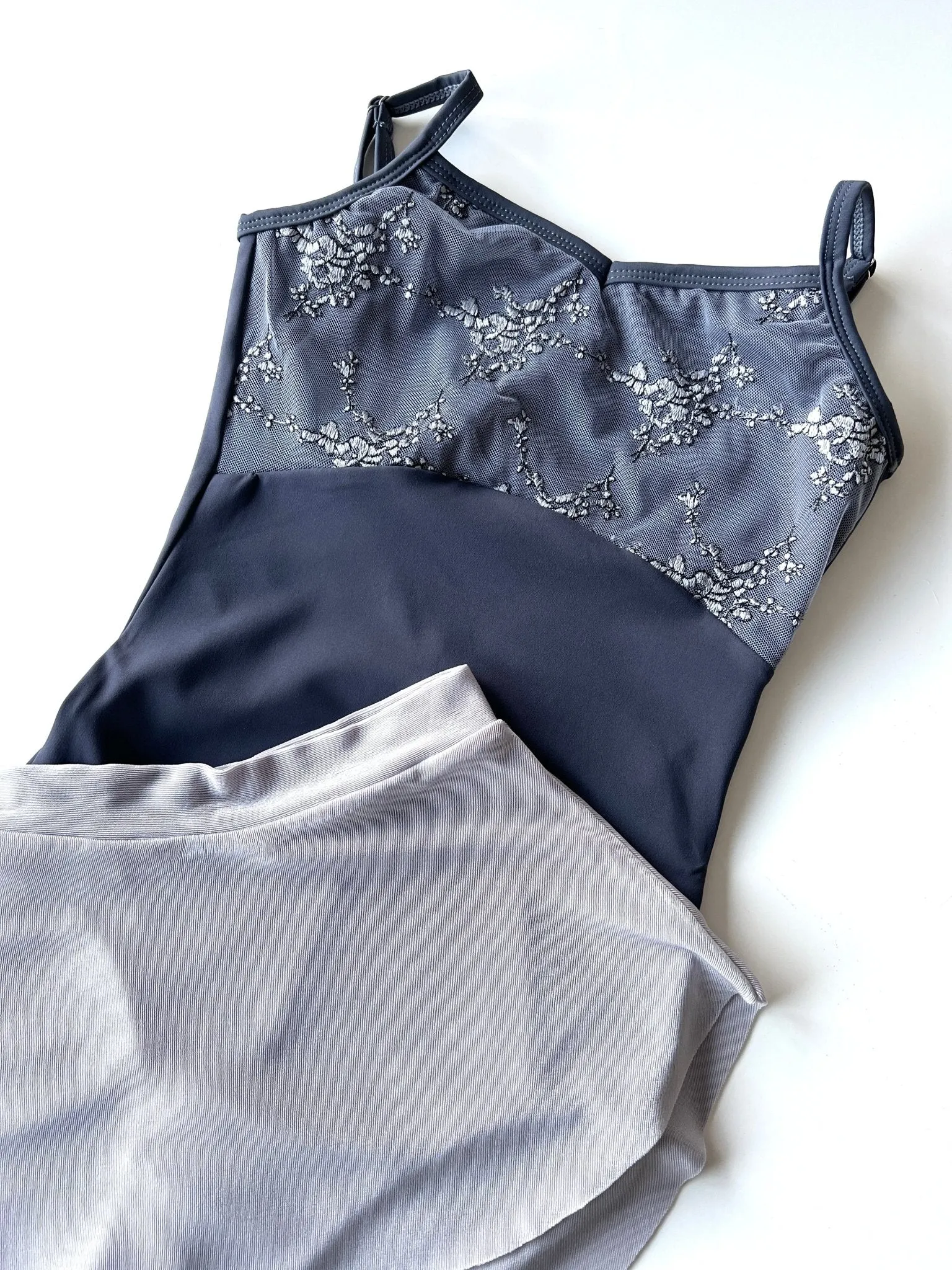 Embroidered Camisole Leotard - Navy