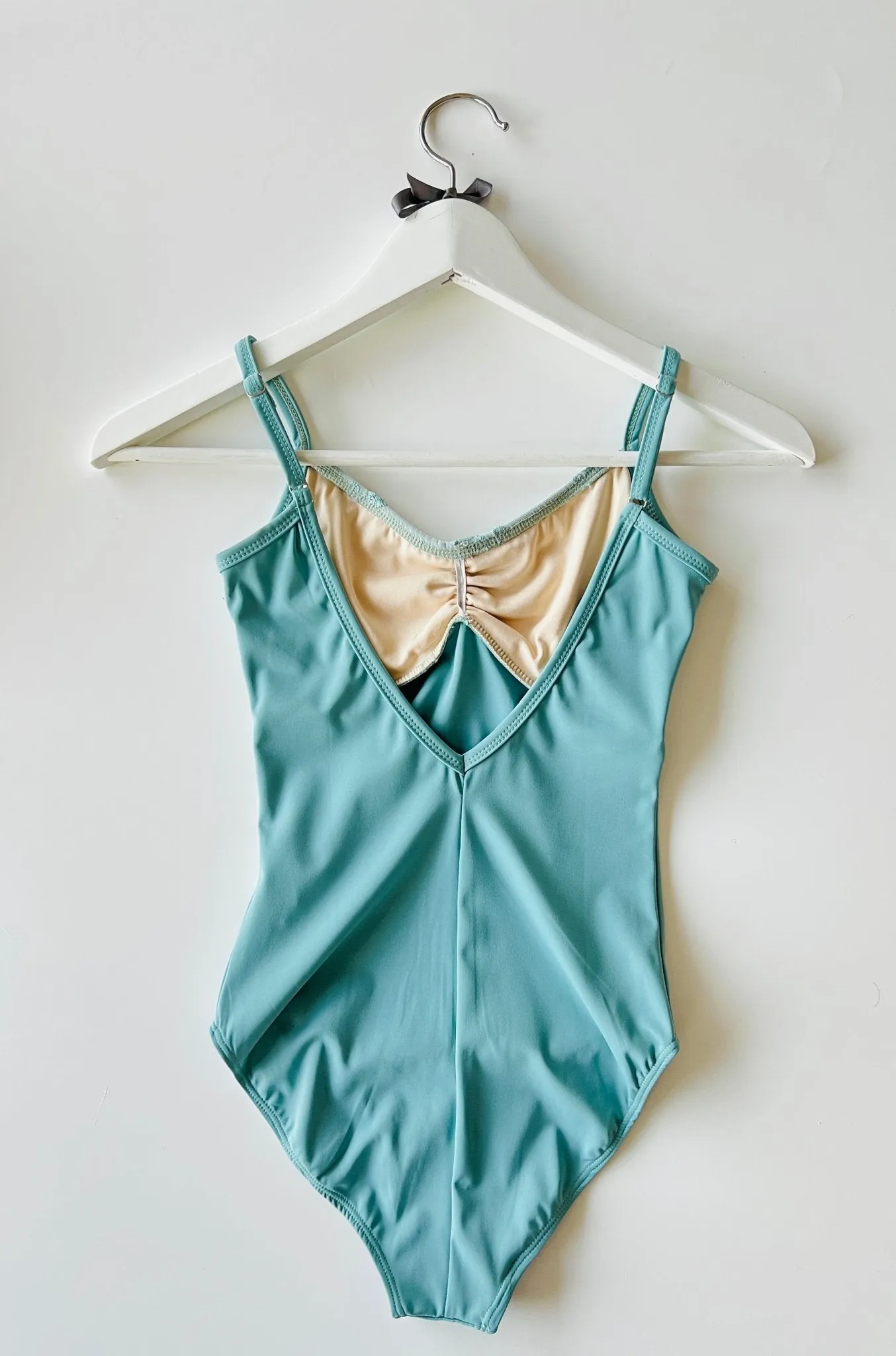 Embroidered Camisole Leotard With Ruching - Aqua
