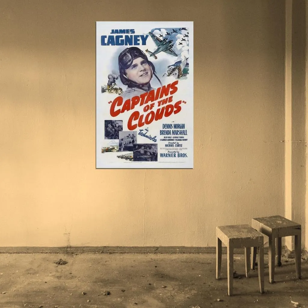 enhighten Captains Of The Clouds Movie James Cagney Dennis Morgan Film Wall Art Print for Theater Movie Night Room Decor 18x24 Poster