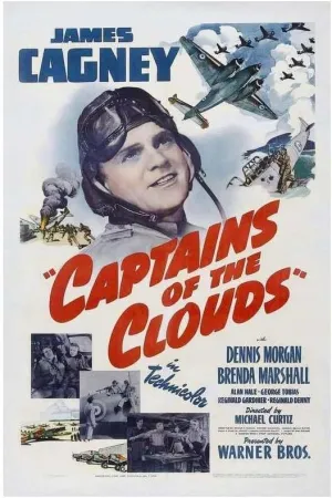 enhighten Captains Of The Clouds Movie James Cagney Dennis Morgan Film Wall Art Print for Theater Movie Night Room Decor 18x24 Poster