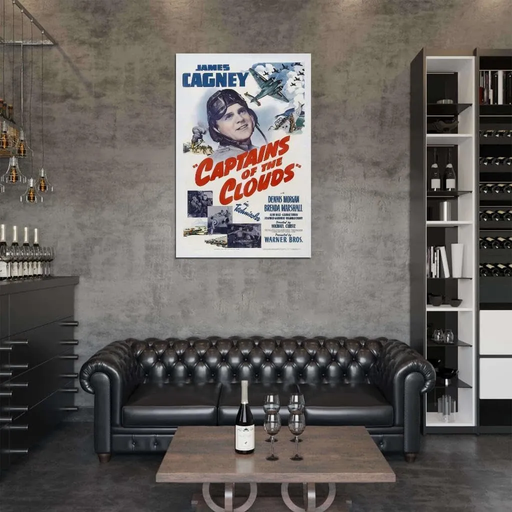 enhighten Captains Of The Clouds Movie James Cagney Dennis Morgan Film Wall Art Print for Theater Movie Night Room Decor 18x24 Poster
